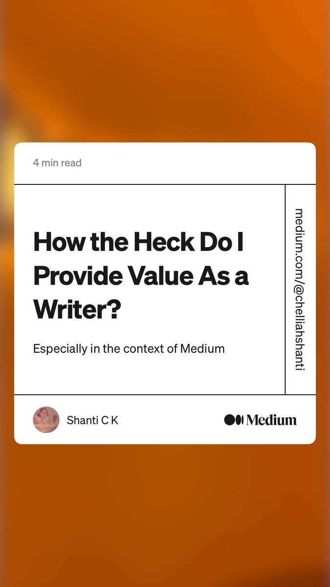 bookjtinyisland's tweet photo. “How the Heck Do I Provide Value As a Writer?” by Shanti C K
https://t.co/QoQ11g64AB https://t.co/ITKTIg5Qdo