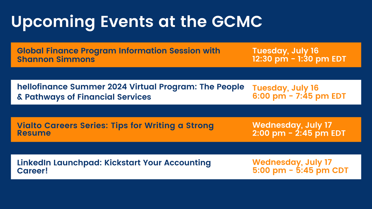 ZicklinGCMC's tweet photo. Join us next week for these upcoming professional development events and information sessions! Log into Handshake to learn more and register: https://t.co/jzJaOmLAfe
#BaruchCollege #BeBaruch #ZicklinPride #EventsAtTheGCMC https://t.co/hrWiXutw3O