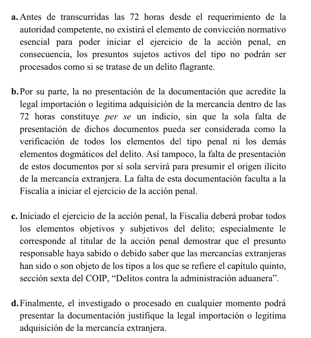 🔵Sobre el Art. 300 del COIP - Sentencia No. 67-19-IN/24

🔹La CC declaró que la norma penal sustantiva contenida en el Art. 300 del COIP, en lo atinente a la no acreditación de la legal importación o legítima adquisición de mercancías, dentro de las 72 horas siguientes al