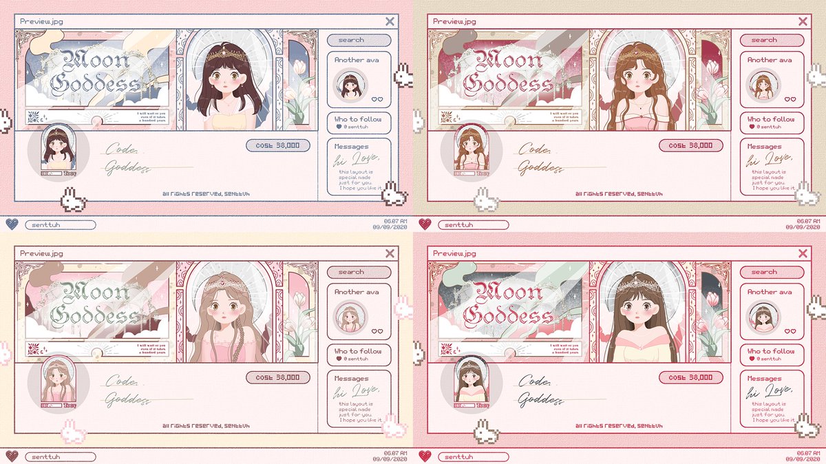 senttuh's tweet photo. Hiii, help repost pleaseee 🥺🤩 

halo mnizz! aku bawa 9 layout rs chibi katalog Goddess yang siap diadopsi mulai jam 20.00 WIB. lebih lengkapnya cek tweet dibawah ya

🕘 20.00 WIB
💰 38,000 /layout.  
🎨 Free retext 

#zonauang #zonaba https://t.co/ivox8SVH7J
