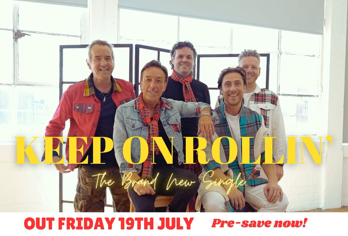 🥁 🎉 The news we've been waiting to share...

Our BRAND NEW SINGLE 𝐊𝐞𝐞𝐩 𝐎𝐧 𝐑𝐨𝐥𝐥𝐢𝐧' will be out next Friday!! And you can pre-save it right now! Follow the link below. 😄👇🏼 

baycityrollers.ffm.to/keeponrollin

#KOR