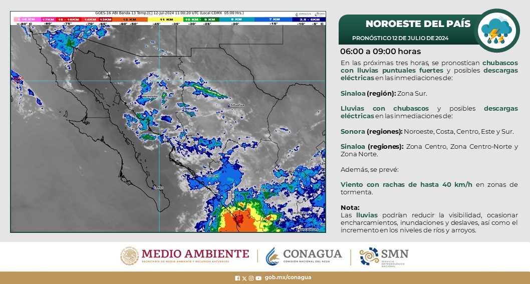 ⚠️☔️🌩️ En entidades noroeste, norte y noreste de #México, además de la #PenínsulaDeYucatán, se pronostican #Chubascos y #Lluvias puntuales fuertes, durante las próximas tres horas.

🤓 Más información en las imágenes 👇