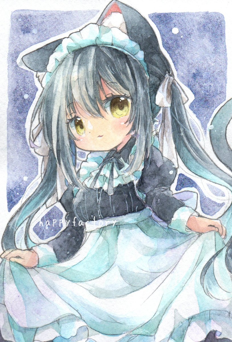 「黒猫メイドさん」|きい(きみどり)のイラスト