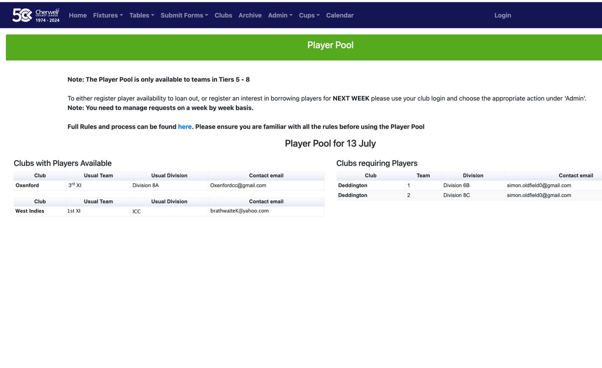 Some interesting availability in the <a href="/Cherwellcricket/">Cherwell Cricket League</a>  player pool this weekend...