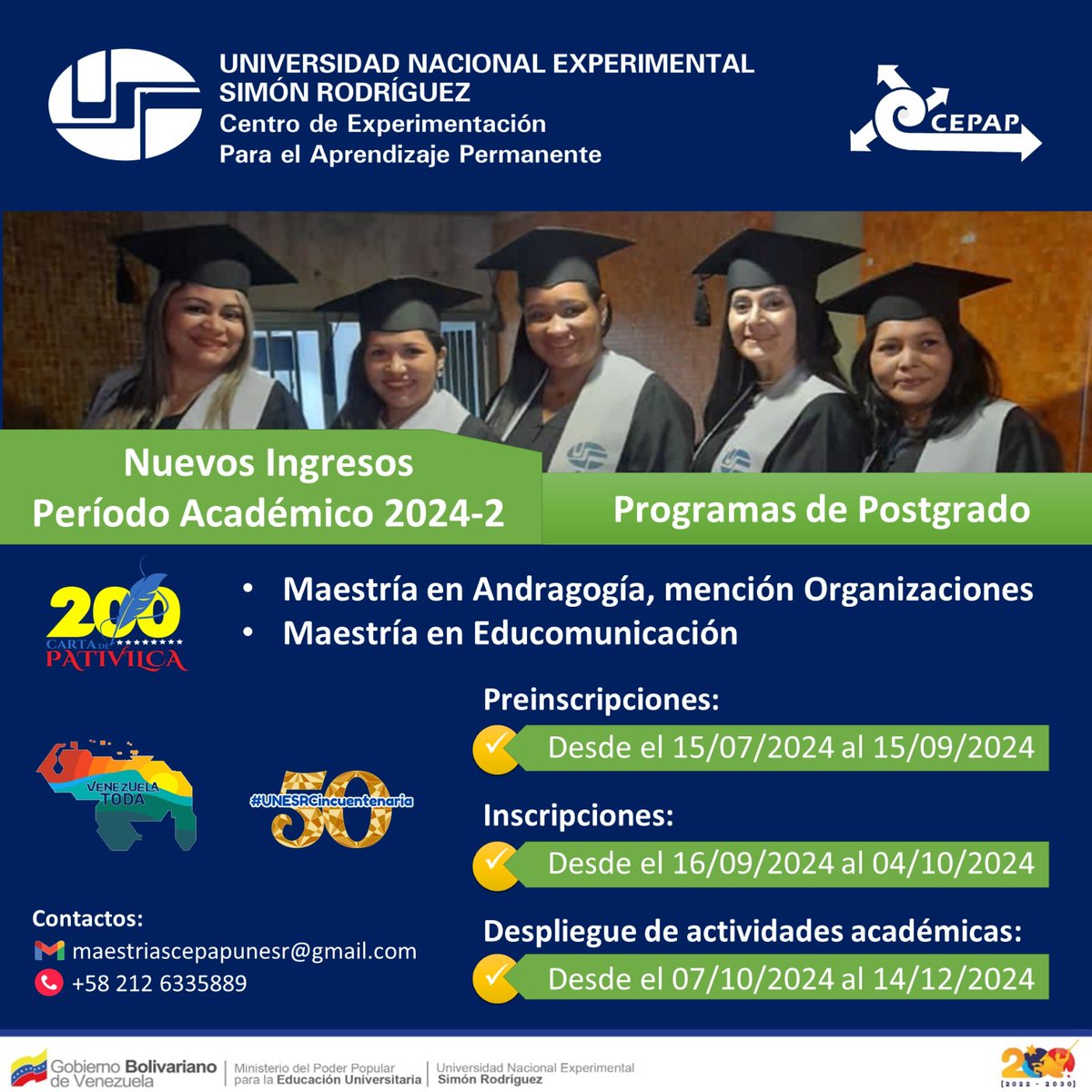 ¡Felicitaciones al #CEPAP por abrir inscripciones para la nueva Maestría en #Andragogía, mención: #Organizaciones!

Invitamos a profesionales comprometidos con la transformación organizacional a unirse. ¡No te lo pierdas!

➕INFO de contacto en el afiche del #CepapUnesr