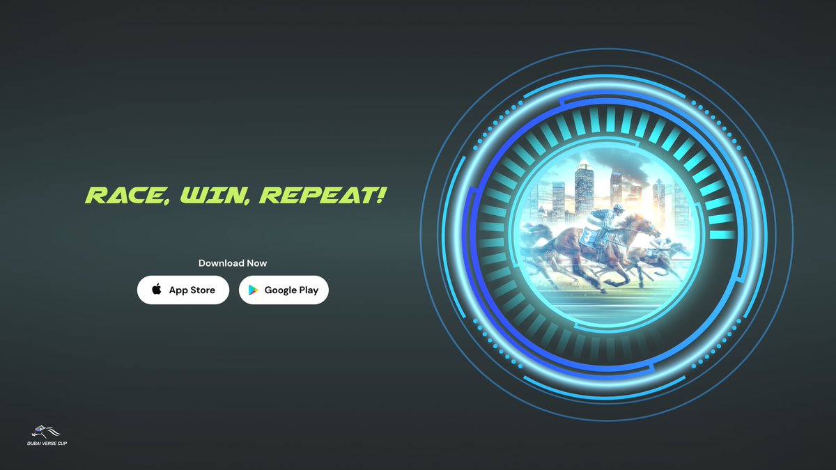 Race, win, and repeat at Dubai Verse Cup! Experience the thrill of virtual horse racing. 🎉🏇 #RaceWinRepeat #DubaiVerseCup