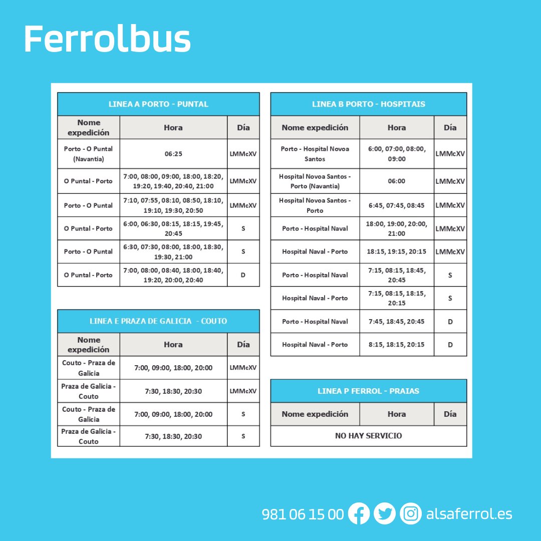 📣 AVISO

Con motivo de la huelga indefinida convocada desde este 📅 lunes, 15 de julio, se establecen unos servicios mínimos. 🚍 

❗️ Estos cambios solo afectarán a las líneas urbanas, las interurbanas circularán con normalidad.
