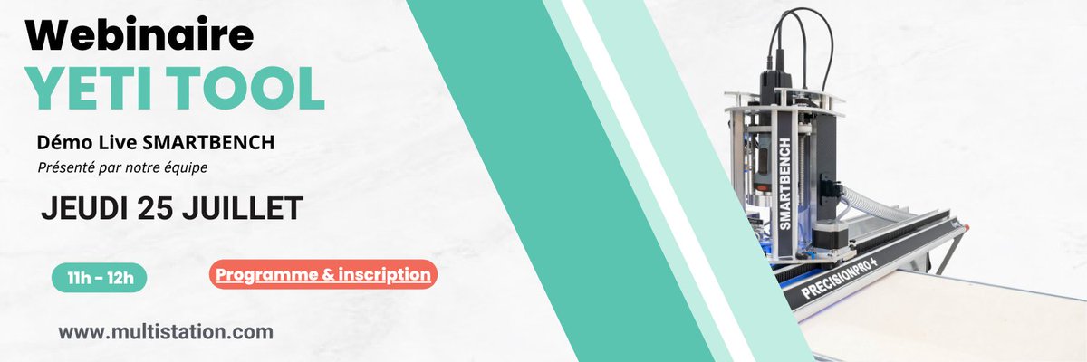 Ne manquez pas l'occasion de participer au Webinaire SmartBench <a href="/yetitool/">Yeti Tool Ltd</a> présenté par Multistation SAS ! 
 
🎤Présenté par notre équipe 
📅 Jeudi 25 Juillet 11h  

Lien d'inscription : multistation.webinargeek.com/demo-live-smar…