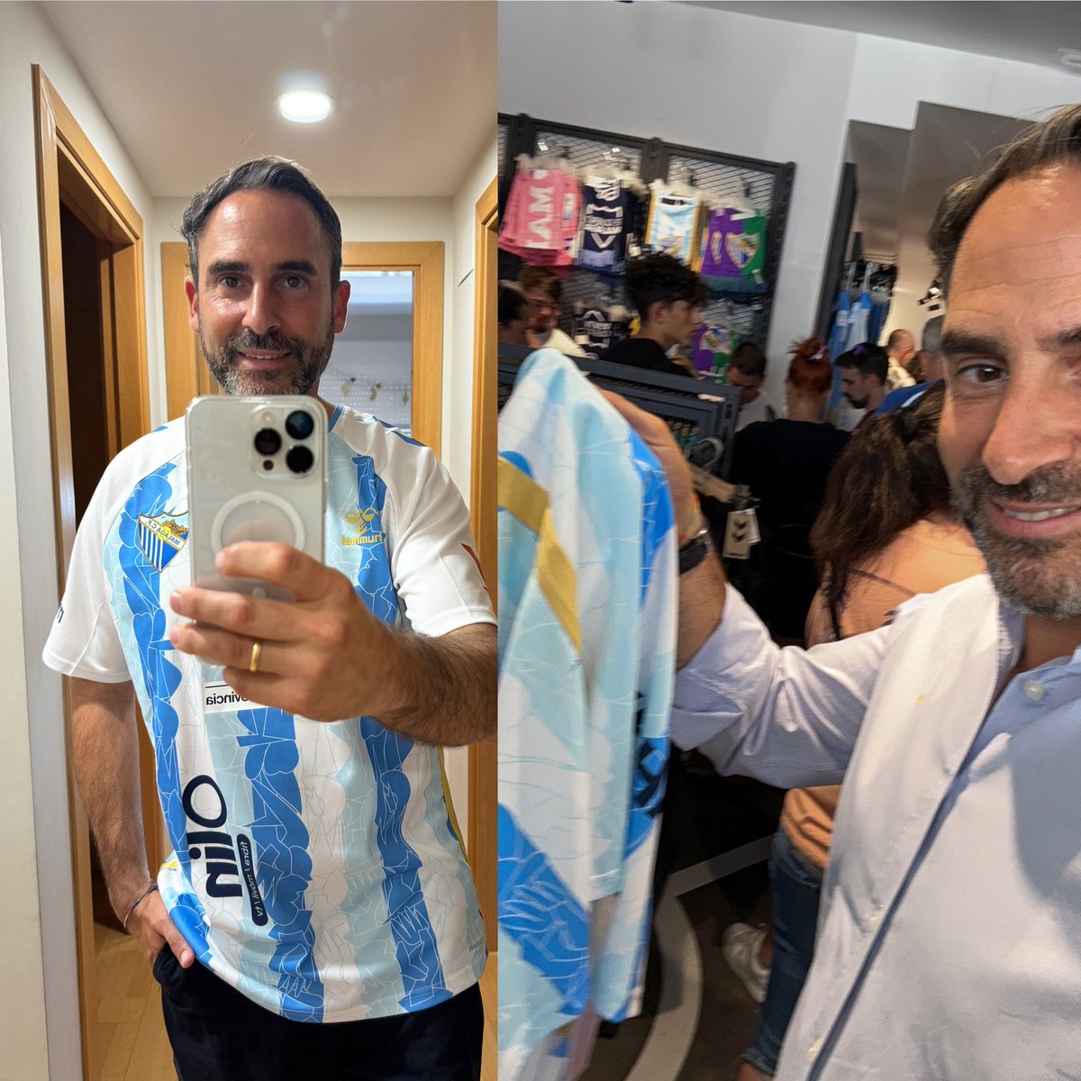 aDanielPerez's tweet photo. Después de un rato largo de cola, al fin es mía. Con esta camiseta nuestro equipo vuelve al fútbol profesional, de donde nunca debió salir, y pondremos rumbo a primera división. 

Es el momento. Memoria, compromiso y fe. 

Vamos Málaga! @MalagaCF https://t.co/uiWeK5F6Hc