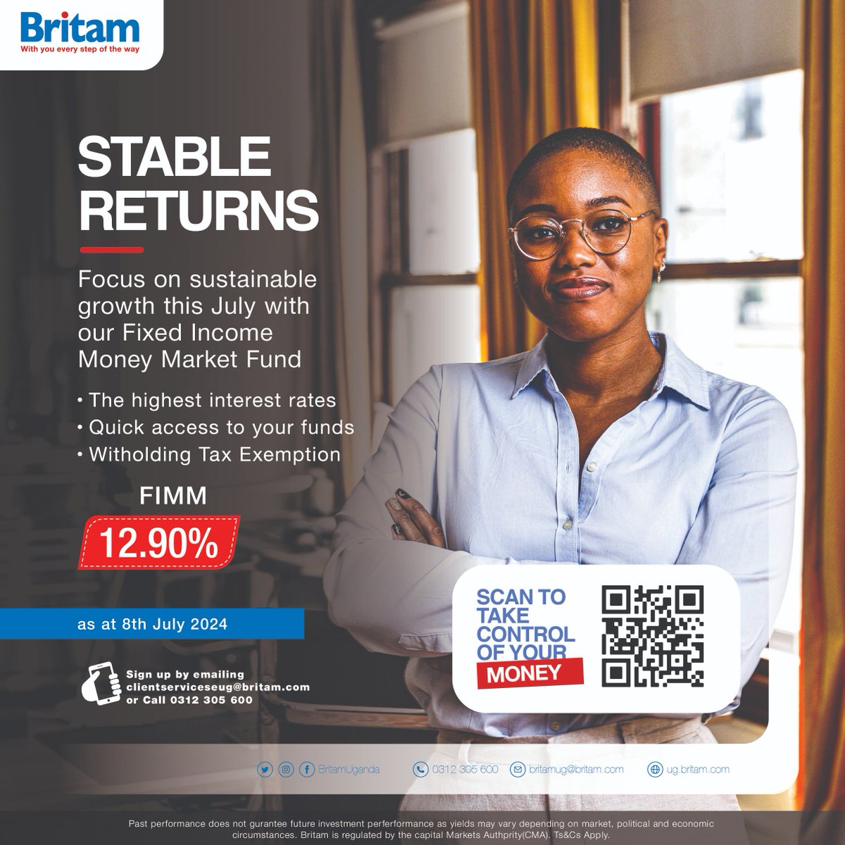 BritamUganda's tweet photo. Grow your money with #BritamUnitTrusts and enjoy stable returns.
Call 0312305500 or email clientservicesug@britam.com to start investing TODAY.
#TakeControlWithBritam https://t.co/TCCevvb8oR