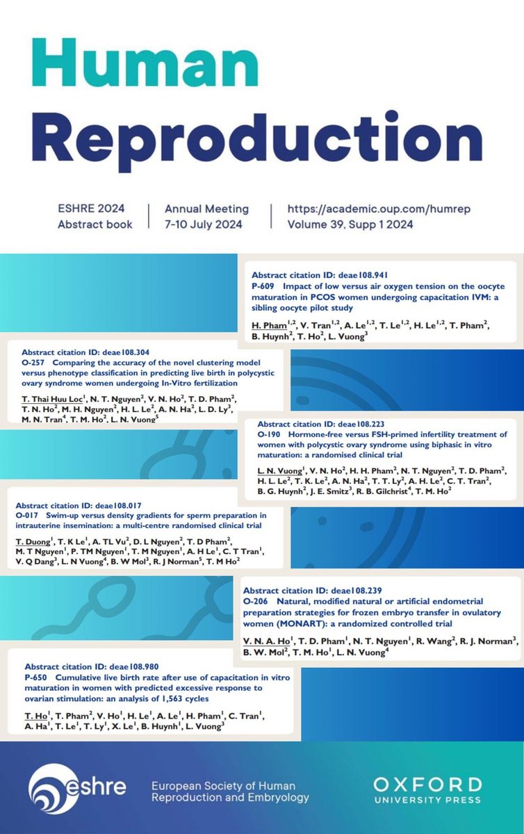 IVFMD - My Duc Hospital had 6 abstracts presented at ESHRE 2024: 4 oral, 2 poster presentations