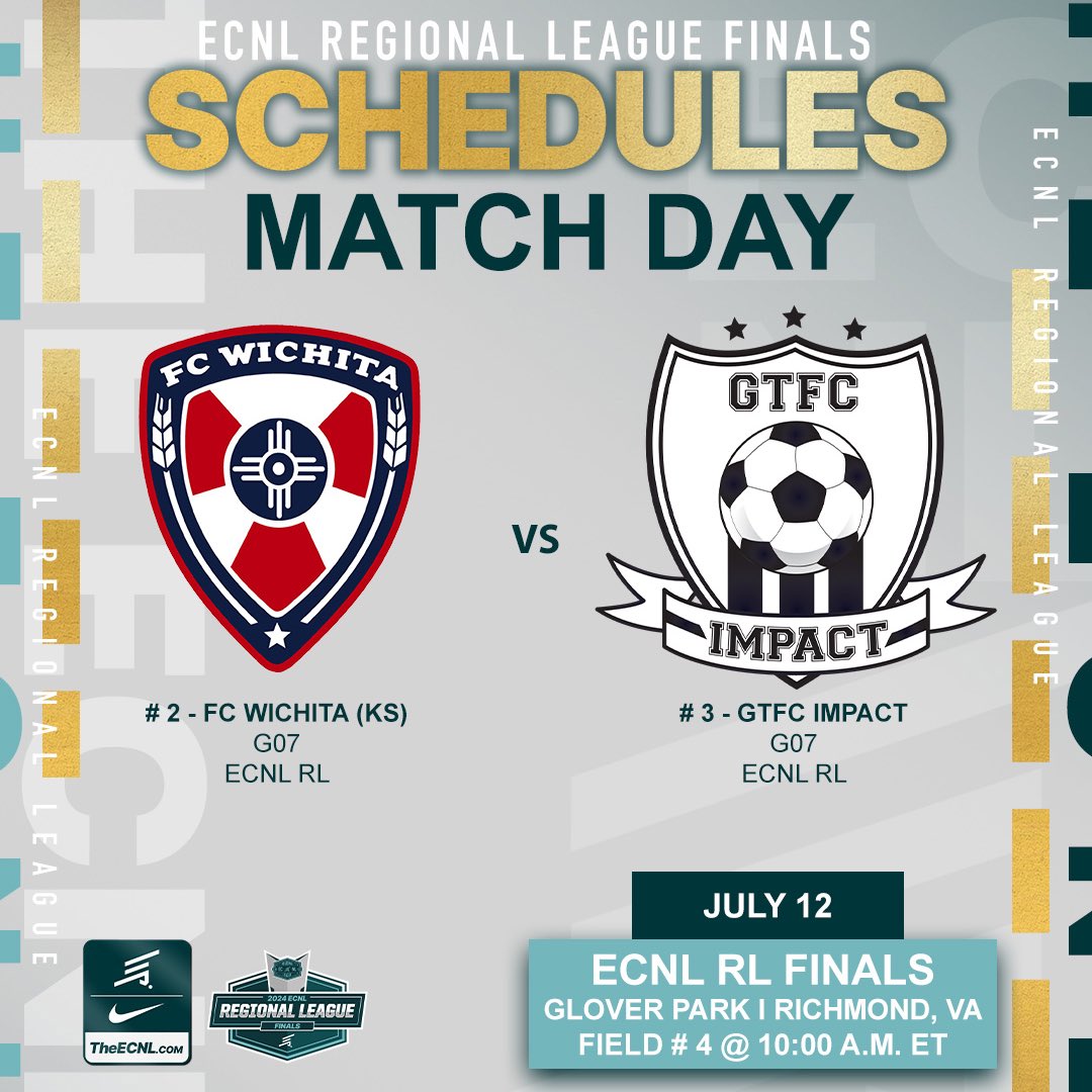 fcwacademy's tweet photo. IT’S GAME DAY! 
U17 ECNL RL NATIONAL FINALS 
🆚 GTFC Impact (OH)
🕛 10:00 A.M. ET
📍 Richmond, Virginia 
📺 https://t.co/hAjD66YklQ

#fcwichita #yourteamyourcommunity #leadersplayhere #ecnl #ecnlrl #ecnlplayoffs #wearewichita #wichitasoccer #wichitaks https://t.co/OEdcTkERfA