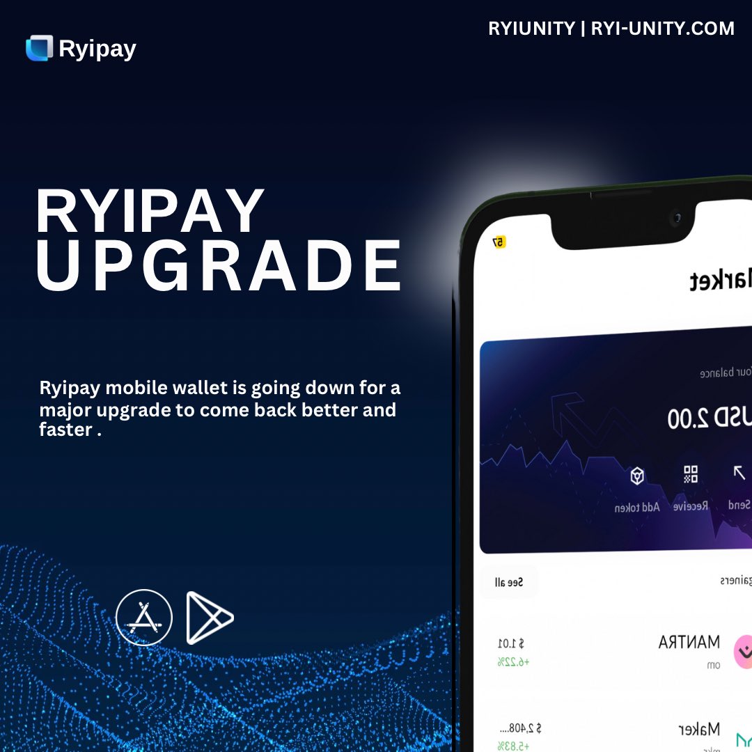 Polydash_'s tweet photo. 📣Big announcement!

We'll be taking down Ryipay wallet from the IOS app store and Google Play Store on July 22nd for a major upgrade. We'll be back much better and faster! ⚡️

▫️Secure access to your wallet by saving your seed phrases before the takedown. #Ryiunity #Base https://t.co/0enbDRcw9Y