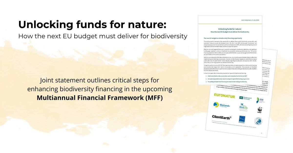 📢Right now is the time to talk about EU funding for #biodiversity. 

💰Soon the EU’s financial framework will be planned and #ProtectedAreas need adequate funding to reach our nature goals!

👁‍🗨Read our joint statement: europarc.org/news/2024/07/u…