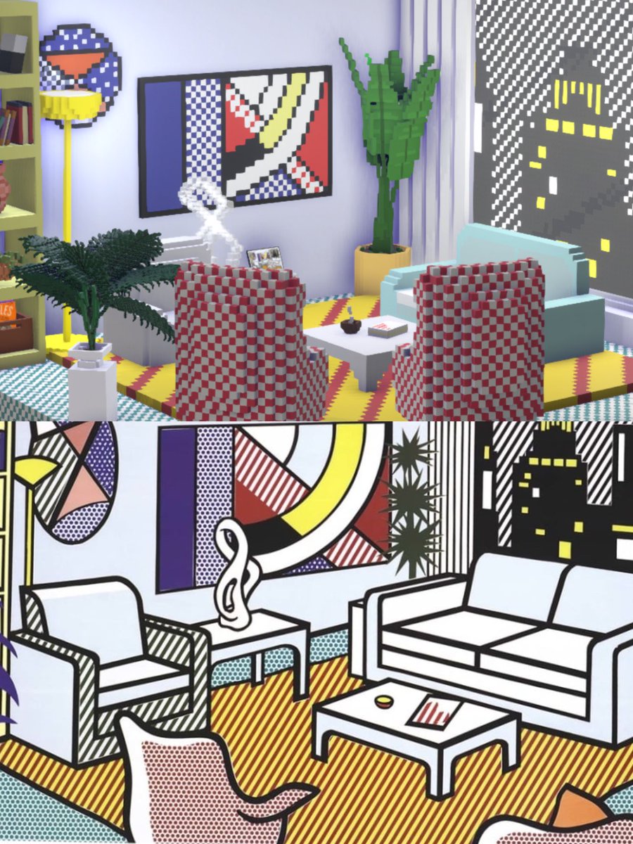 alcyone_chan's tweet photo. "Interior with Skyline," by Roy Lichtenstein, created in 1992🏁

Very fun to reenact the night view and paintings in pixels!

https://t.co/b4uT9julW9

#roomsxyz https://t.co/rjDdaNY4p7