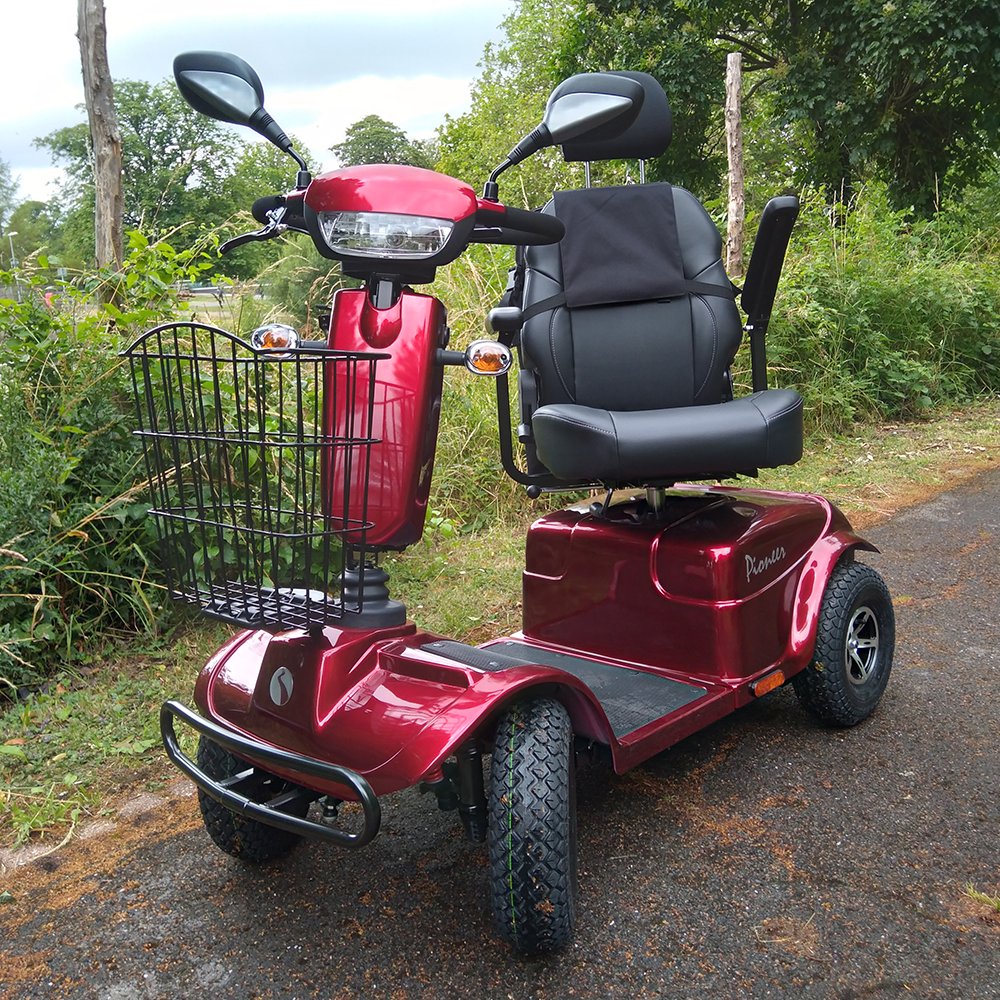 Hickleys_Health's tweet photo. Another lovely scooter on its way to a happy customer. This beautiful red machine is a Pioneer from electric mobility. https://t.co/gnHTaxexgM