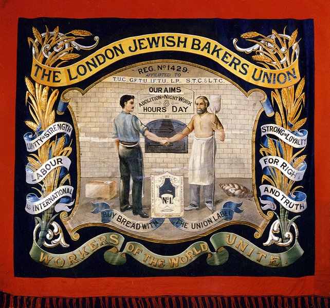 Our famous Bakers Union Banner is just one of many items from our collection that will feature in Leon Fenster's 26 metre high mural at JW3 launching this Sunday.

To coincide with this, we are displaying images and objects in stalls at the JW3 reception.

Come check it out!