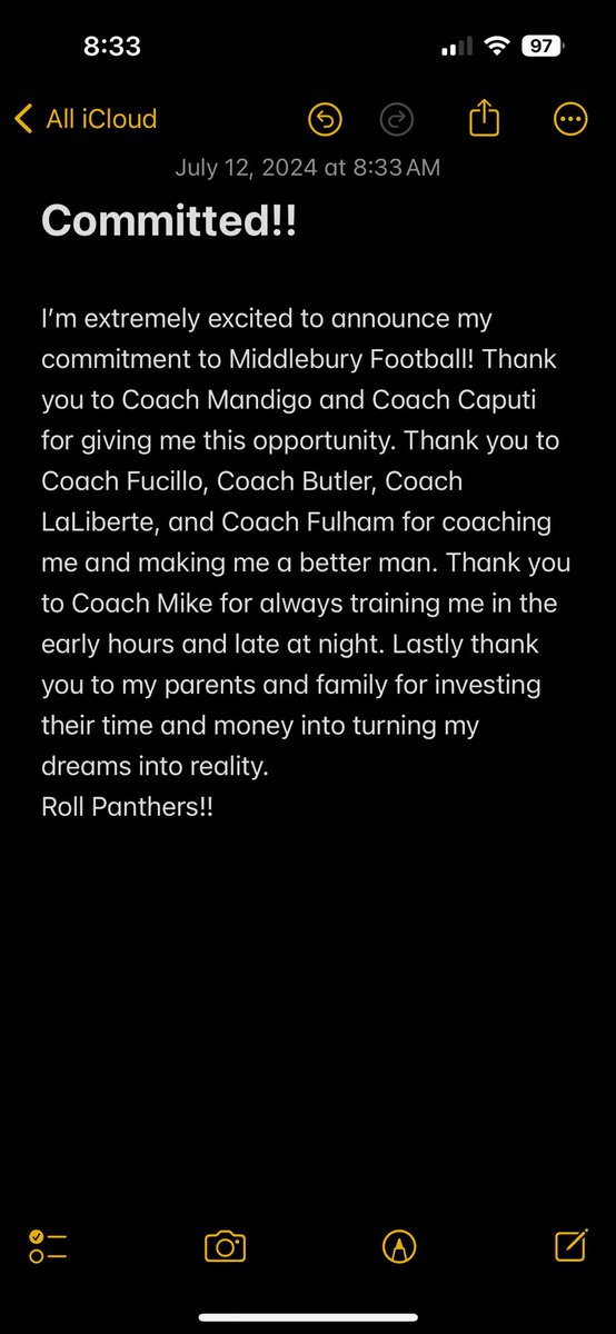COMMITTED to the process at Middlebury College!

<a href="/MiddFBMandigo/">Doug Mandigo</a> <a href="/MiddCoachCaputi/">David Caputi</a> <a href="/MiddFootball/">Middlebury Football</a> <a href="/BelmontHillFB/">Belmont Hill Football</a> <a href="/CoachFucillo/">Anthony Fucillo</a> <a href="/CoachLaLib/">Joe LaLiberte</a> <a href="/turf_surfer/">Michael Catania-Mcdonough 🤙🏽</a>
