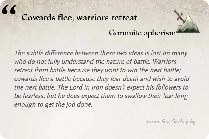 GolarionToday's tweet photo. Quote: Cowards flee, warriors retreat
https://t.co/6zXDRygf9z
#Gorum https://t.co/DCF3djRF55