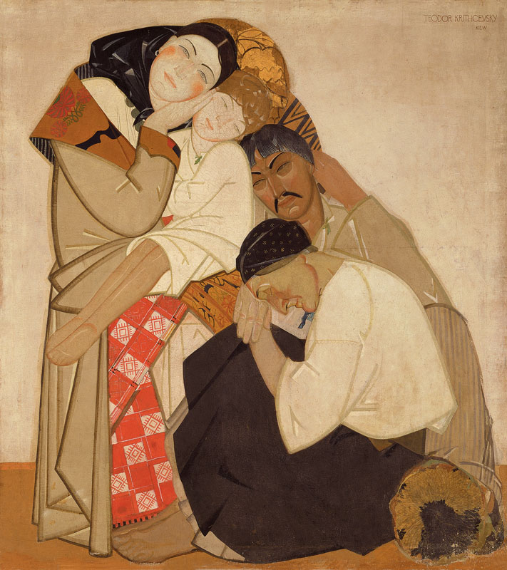 لم يتبقى للعائلة سوى خيار الاكتناف والمحبة والصمود لحين أن تعاود الحياة آمالها من جديد ..

Life (triptych) - Family, 1927 - Fedir Krychevsky