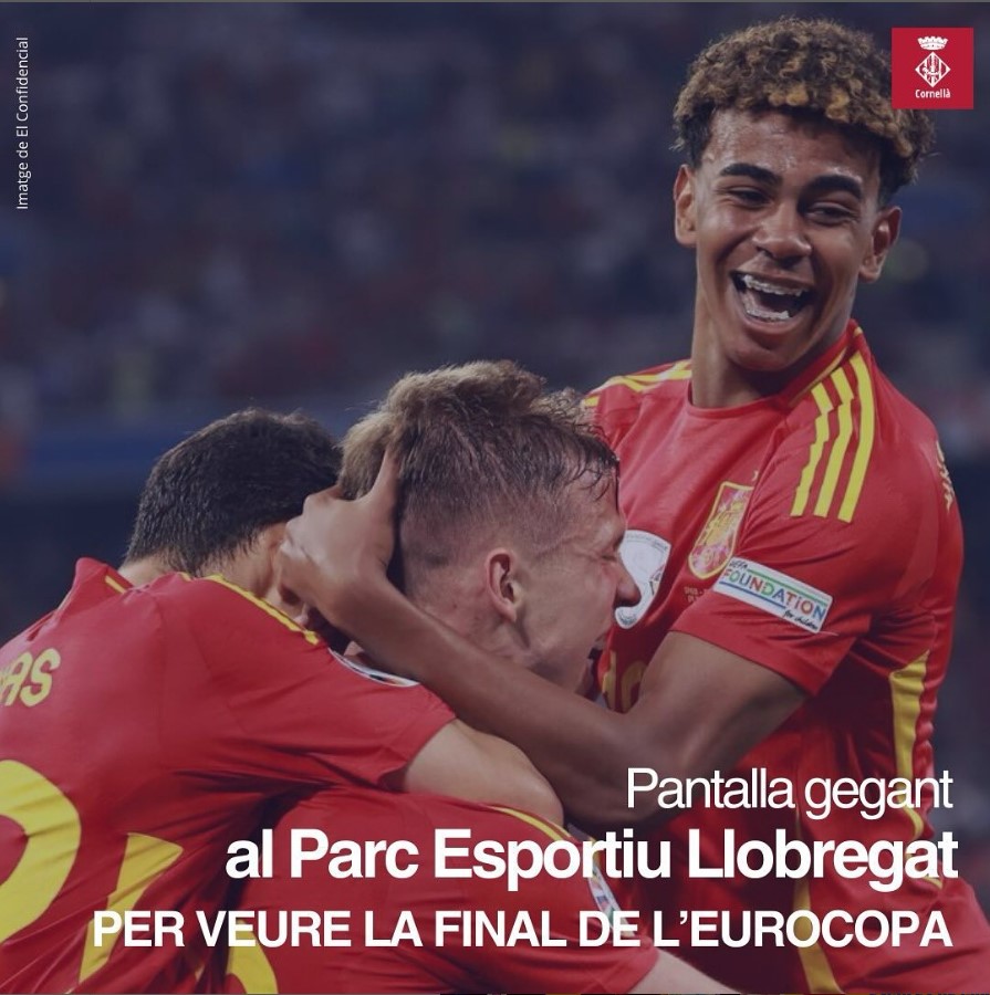 📣L’Ajuntament de Cornellà prepara una pantalla gegant al <a href="/PARCESPORTIU/">PELL i Can Mercader</a> per veure la final de l’Eurocopa Espanya-Anglaterra diumenge a les 21 h⚽️🏆

🚔La Guàrdia Urbana de Cornellà farà un desplegament especial per garantir la convivència.