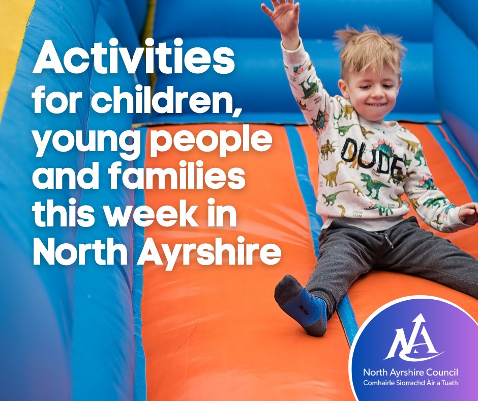 Here's the list of what's on for young people and families next week - a few family fun days taking place to look forward to! 

Head along to your local venues or discover somewhere new👉facebook.com/northayrshireo…