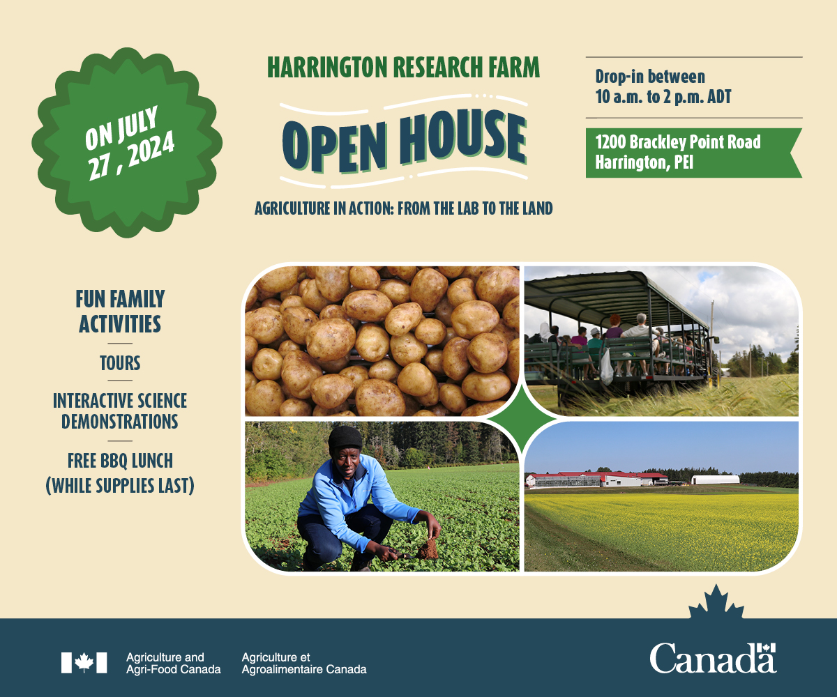 peifa_ca's tweet photo. Have a full day of #Ag adventures on Saturday, July 27. Have Breakfast on the Farm with @farmfoodcarepei, then have lunch at the @AAFC_Canada Harrington Research Farm Open House and tour the fields learning about amazing #CdnAg science!
RSVP here: https://t.co/O3CFftZla4 https://t.co/Ax84PqkEPX