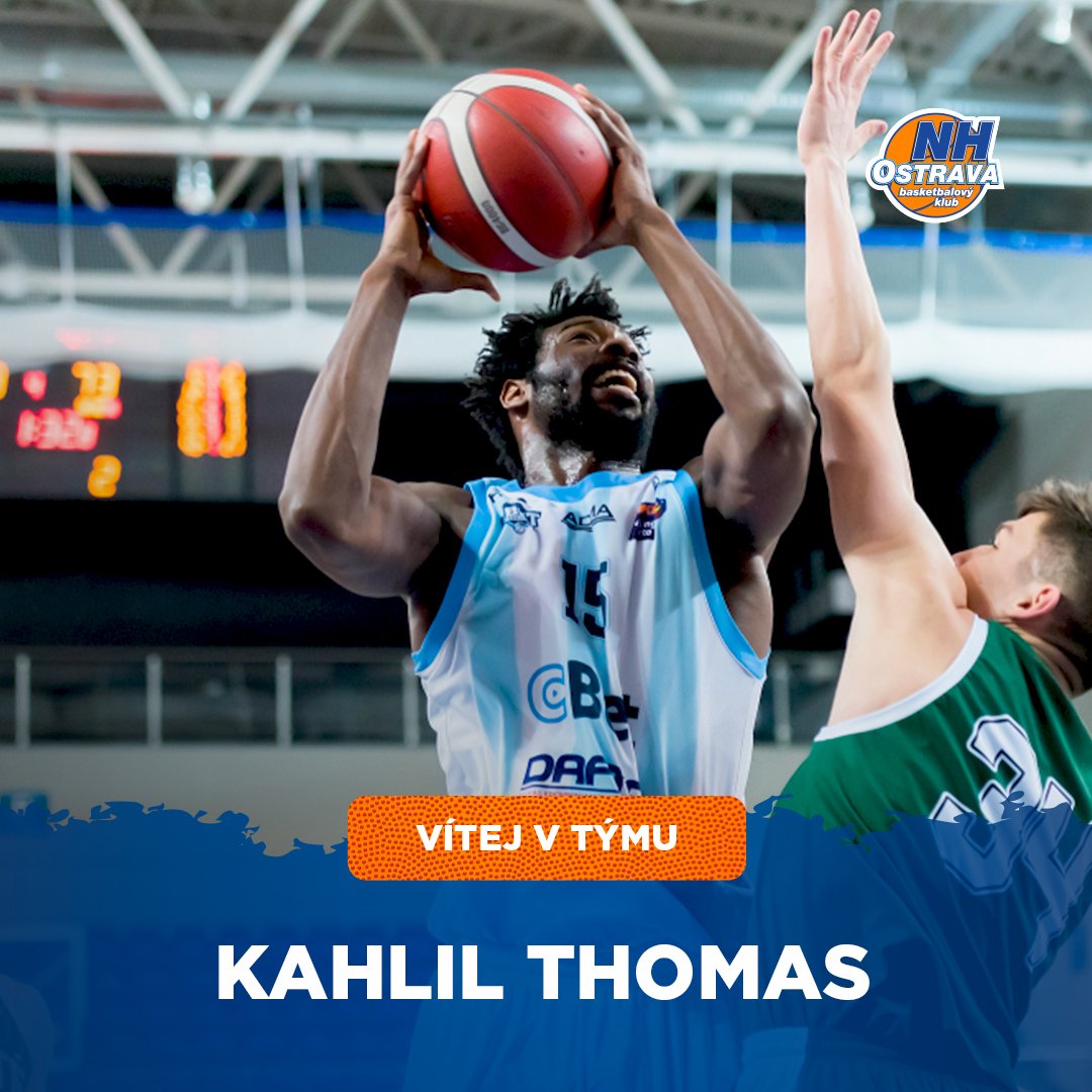 NHOSTRAVA2's tweet photo. ❗️Vítej v týmu- Kahlil Thomas❗️
Posilujeme na podkošovou pozici a přichází Kahlil Thomas! 
203 vysoký rodák z Floridy má za sebou zkušenosti z druhé i z nejvyšší litevské 🇱🇹 ligy.
📽 https://t.co/bSD6aKfah0
#nhostrava #newplayer https://t.co/mawDbievxK