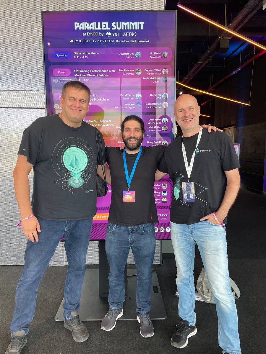 Ethernal (@ethernal_tech) on Twitter photo Insightful panels at #ParallelSummit, co-hosted by <a href="/SeiNetwork/">Sei</a> and <a href="/Aptos/">Aptos</a>.
'Navigating State Optimizations in Modern Blockchains'
<a href="/buchmanster/">Ethan Buchman (🐝,🦇)</a> (<a href="/cosmos/">Cosmos - The Interchain ⚛️</a> ), <a href="/0xdoug/">Doug Colkitt</a> (<a href="/ambient_finance/">ambient</a>), <a href="/smsunarto/">Scott Sunarto</a> (<a href="/ArgusLabs_/">ARGUS ◢ ✦ ◣</a>)
<a href="/ethernal_tech/">Ethernal</a> <a href="/SrdjanVukmirovi/">Srdjan Vukmirovic</a> <a href="/CapkoDarko/">Darko Capko</a>
@ethCC Insightful panels at #ParallelSummit, co-hosted by <a href="/SeiNetwork/">Sei</a> and <a href="/Aptos/">Aptos</a>.
'Navigating State Optimizations in Modern Blockchains'
<a href="/buchmanster/">Ethan Buchman (🐝,🦇)</a> (<a href="/cosmos/">Cosmos - The Interchain ⚛️</a> ), <a href="/0xdoug/">Doug Colkitt</a> (<a href="/ambient_finance/">ambient</a>), <a href="/smsunarto/">Scott Sunarto</a> (<a href="/ArgusLabs_/">ARGUS ◢ ✦ ◣</a>)
<a href="/ethernal_tech/">Ethernal</a> <a href="/SrdjanVukmirovi/">Srdjan Vukmirovic</a> <a href="/CapkoDarko/">Darko Capko</a>
@ethCC
