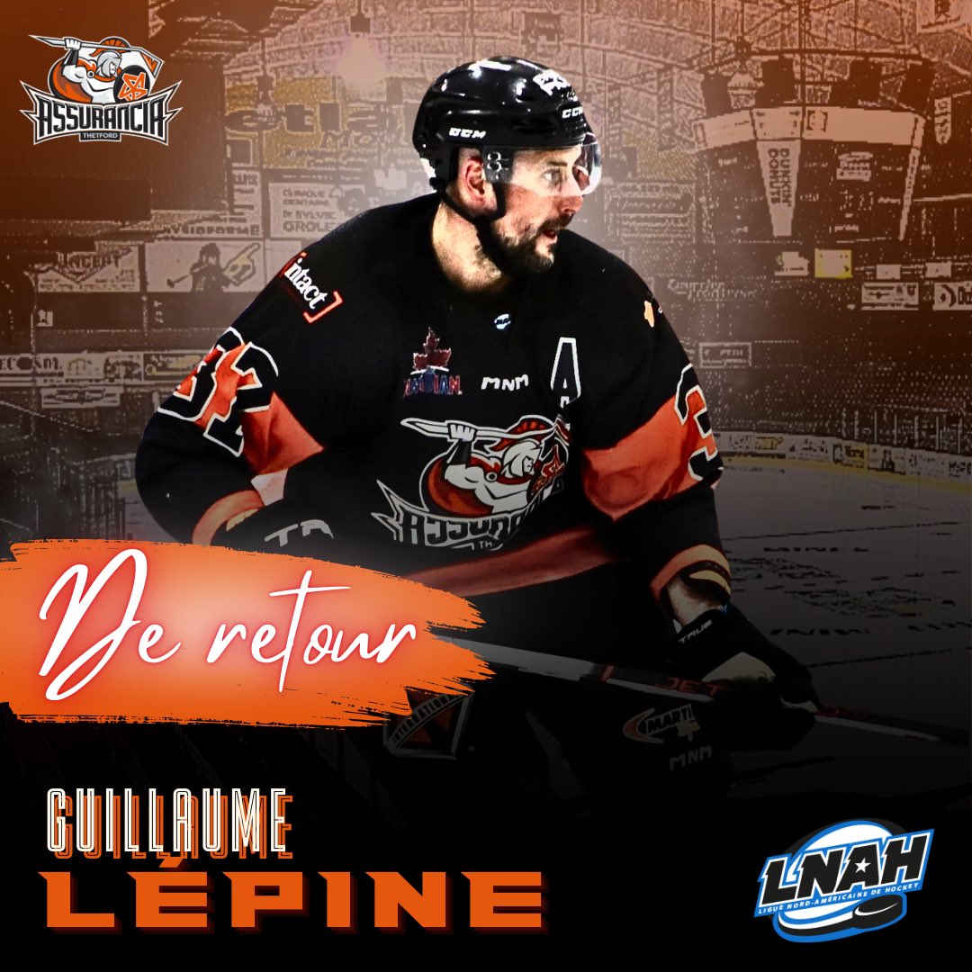 L'Assurancia de Thetford a confirmé le retour du joueur le plus utile des dernières séries éliminatoires, Guillaume Lépine, en vue de la saison 2024-2025.

L'arrière entreprendra sa quatrième saison sous l'uniforme thetfordois.

#LNAH #lnahsignature