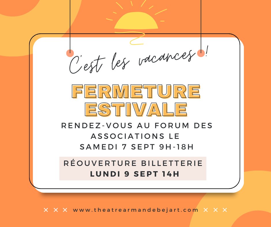 Toute l'équipe du TAB vous souhaite un bel été !
on se retrouve au forum des associations le samedi 7 septembre à partir de 9h.☀️🥰
