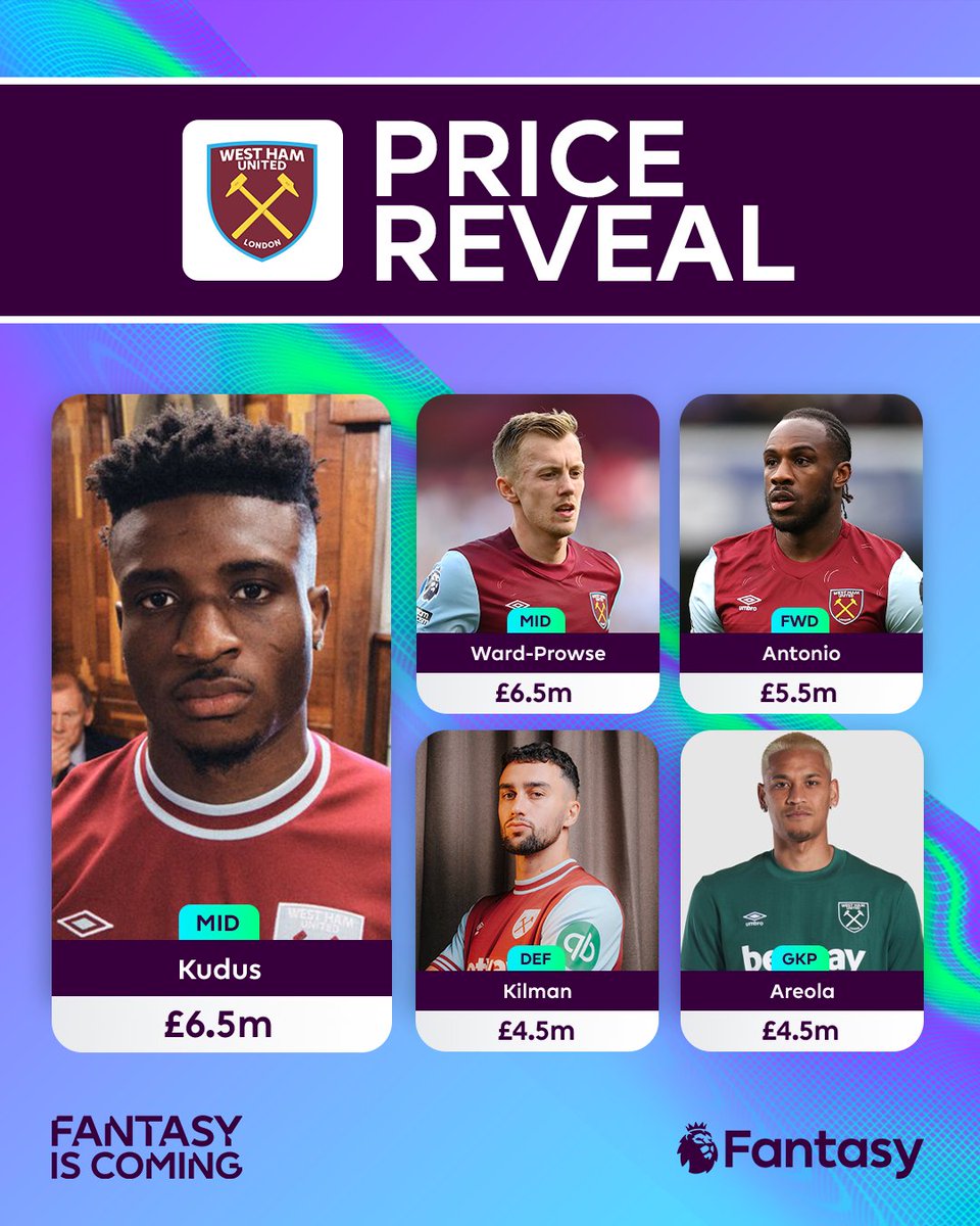 WestHam's tweet photo. Our @OfficialFPL player prices have just dropped 👀 https://t.co/cbY1IqJ2pJ