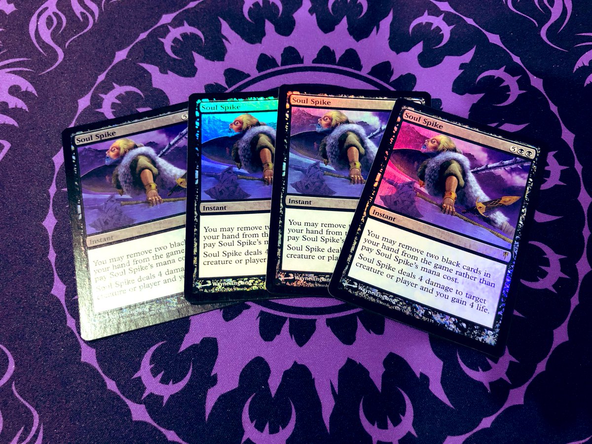 sp_aaugui's tweet photo. Probably the dumbest thing I’ve ever done—#mtg related, at least. 

My Soul Spike ★ playset has arrived! #mailday https://t.co/5FHABPuBSl