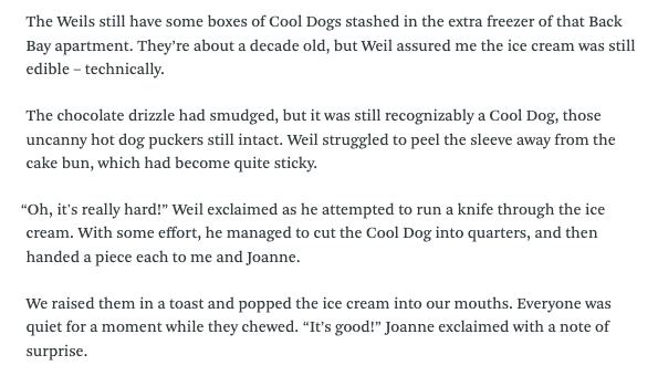 Nik DeCosta-Klipa (@nikdecostaklipa) on Twitter photo Cannot emphasize enough that <a href="/shmabelia/">Amelia "shmabelia" Mason</a> tried a Cool Dog that spent the last decade in a Back Bay freezer Cannot emphasize enough that <a href="/shmabelia/">Amelia "shmabelia" Mason</a> tried a Cool Dog that spent the last decade in a Back Bay freezer