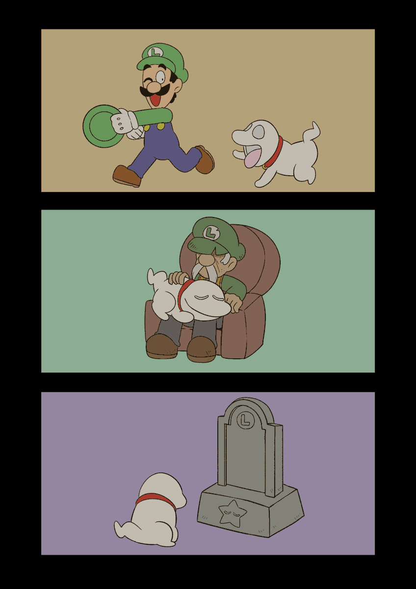 【ルイージマンション漫画】寿命モノ
#ルイージマンション #ルイージ #オバ犬
【1/2】