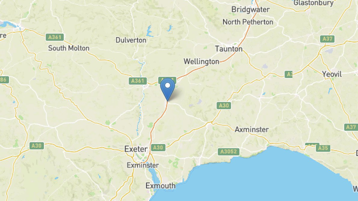 #M5 is CLOSED in BOTH directions between J29 and J28 (Exeter) due to an accident - Road not expected to fully re-open before 19:00 - Latest @ Roadca.ms/714