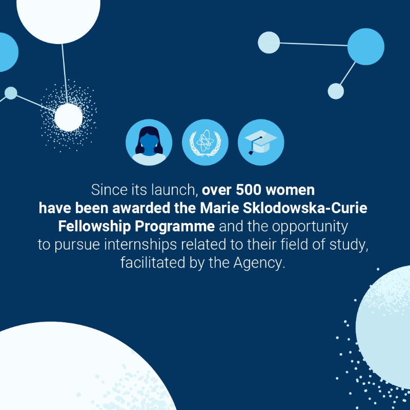 iaeaorg's tweet photo. 📢 The 5th Marie Skłodowska-Curie Fellowship Programme application cycle is NOW OPEN! 

Women looking to pursue a career in nuclear science, be sure to apply by 30 September. #NuclearNeedsWomen 

Tap here to find more information 👇