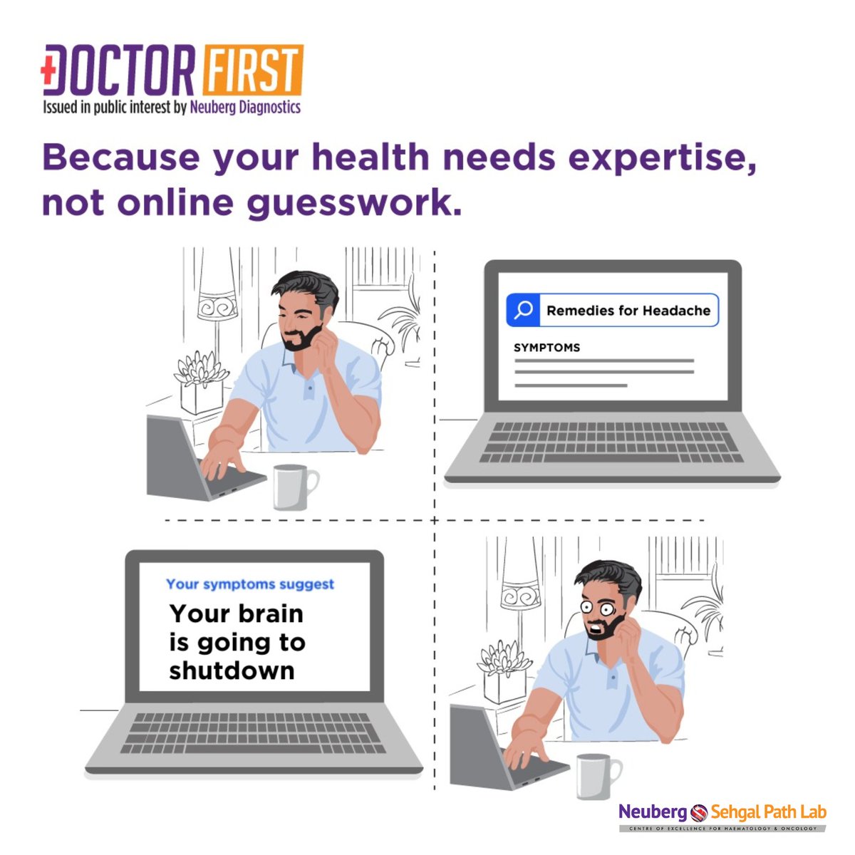 SehgalPathLab's tweet photo. Don't let Dr. Internet scare you! 🚫 When it comes to your health, trust in the expertise of real doctors and healthcare professionals. 
#DoctorFirst #HealthcareProfessionals #neubergsehgalpathlab #neubergsehgalpath #NeubergSehgalPathLab https://t.co/yPO86gC84O
