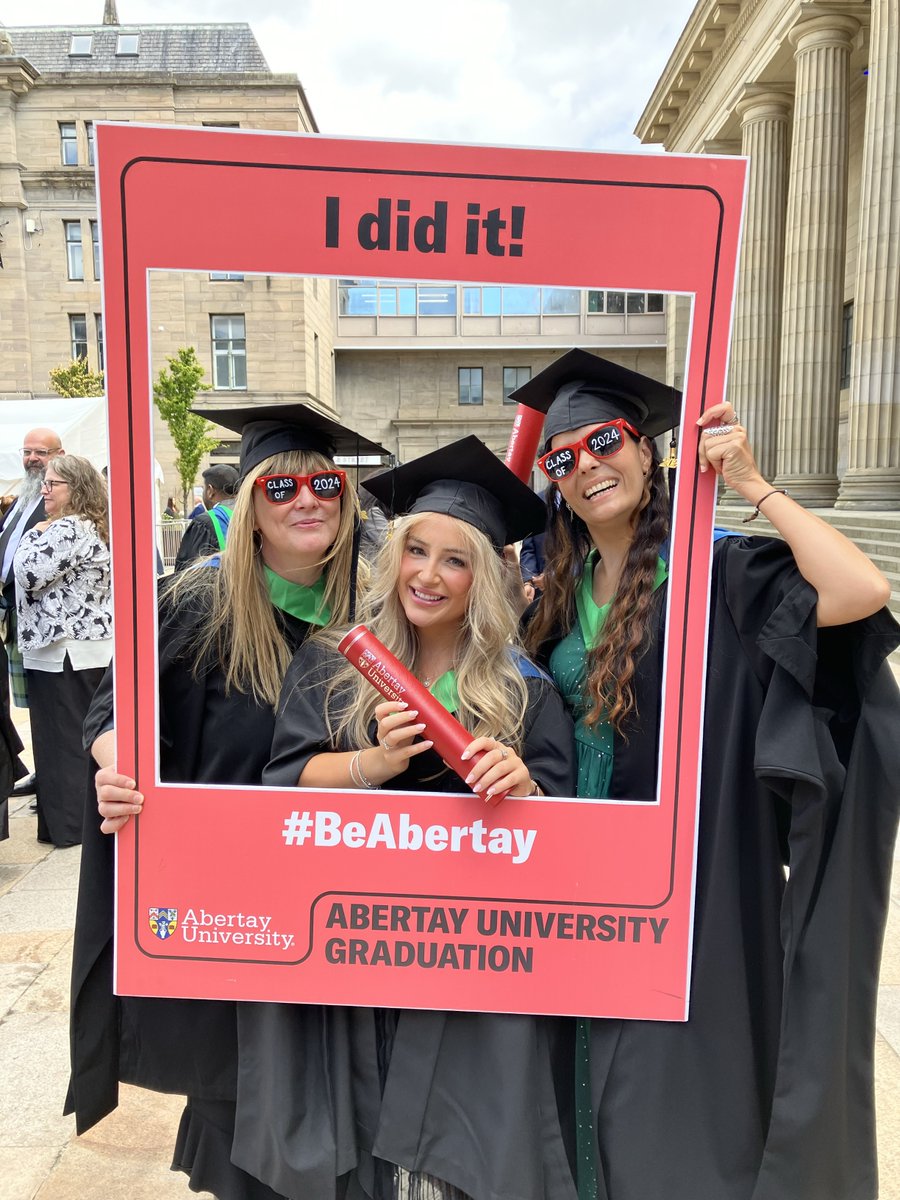 AbertayUni's tweet photo. Well that’s the first ceremony of Summer Graduation 2024 just finished ✅ 

Congratulations to all our new graduates! 👏🎓

We’re incredibly proud of you &amp; can’t wait to see what you do next! ❤️

#BeAbertay https://t.co/q4LbXgSR3e