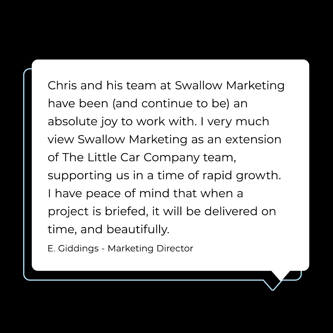 Swallow_MC's tweet photo. We’re thrilled with the glowing review from @thelittlecar_co! At Swallow Marketing, we’re proud to be part of their journey, delivering projects beautifully and on time. Join our community and see how we can help drive your business forward!

#ClientLove https://t.co/wUY2yB5S7D