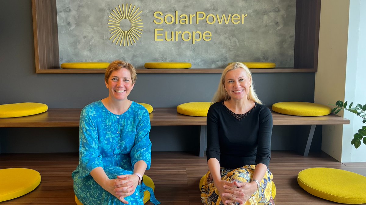 Thank you, <a href="/SolarWalburga/">Walburga Hemetsberger</a>, CEO of <a href="/SolarPowerEU/">SolarPower Europe</a>, for a great meeting &amp; excellent cooperation we’ve had over the past 5 years.

You played an important role during the #energycrisis &amp; the sector has shown impressive growth, with 56GW solar capacity installed across the EU in 2023.