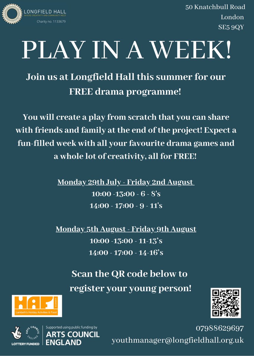 EleanorC_Kooth's tweet photo. Join Longfield Hall this summer for their FREE drama programme! Create a play from scratch that you can share with friends &amp; family at the end of the project. Register for a place ➡️https://t.co/wOuBKzk2hO Call 07988629697 or email youthmanager@longfieldhall.org.uk for more info https://t.co/kQyUPzf1GV