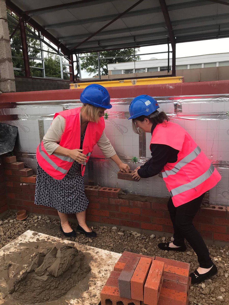 PCABlackpool's tweet photo. Pupils and staff were extremely excited to have the opportunity to help lay some of the bricks 🧱 onto our newest Sports Hall development. @PCAprimary @PCAsecondary @PCAOracle @SeaViewTrust https://t.co/XZGq7P91iQ