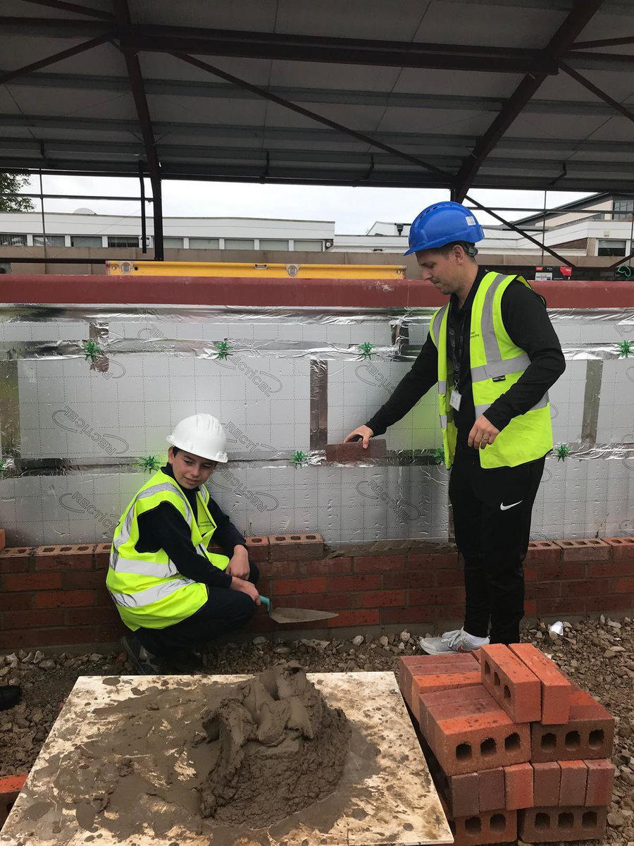 PCABlackpool's tweet photo. Pupils and staff were extremely excited to have the opportunity to help lay some of the bricks 🧱 onto our newest Sports Hall development. @PCAprimary @PCAsecondary @PCAOracle @SeaViewTrust https://t.co/XZGq7P91iQ