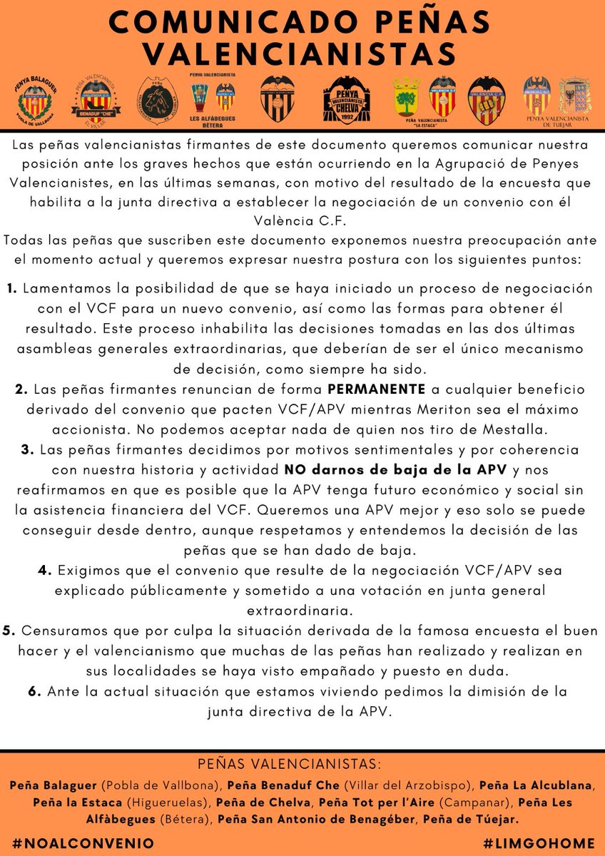 Comunicado de peñas.