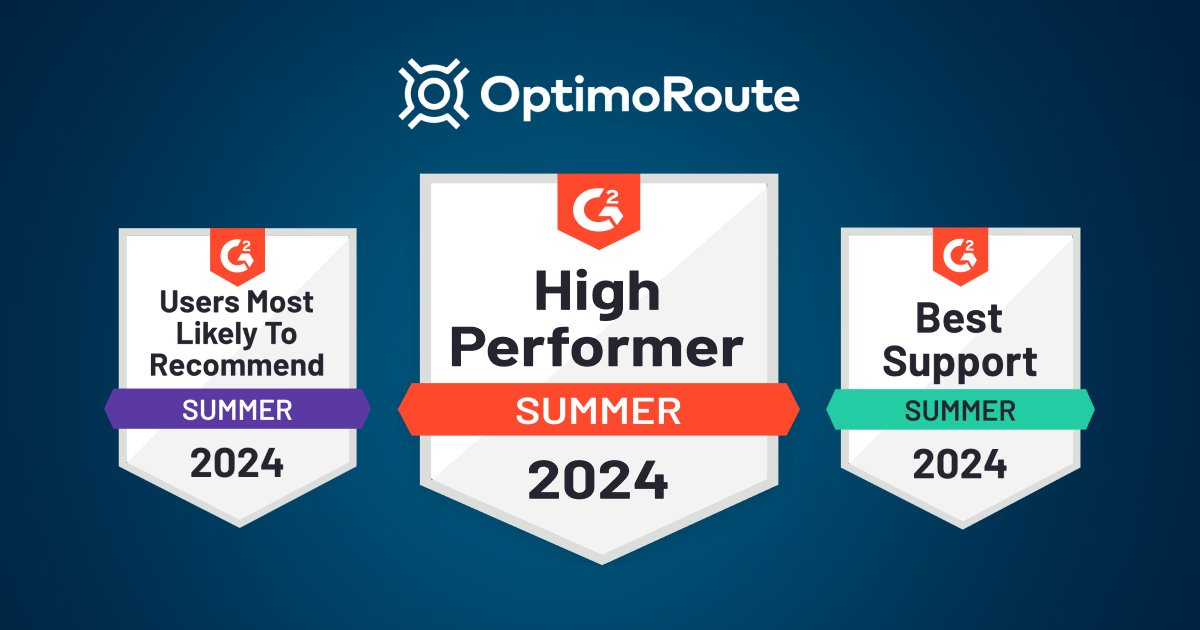 OptimoRoute's tweet image. 🌟 Big News! 🌟  We&apos;ve been recognized as a High Performer, for Best Support, and as the Users Most Likely to Recommend. 🎉  Huge thanks to all our amazing users for the love and support!  #OptimoRoute #G2Badges #2024Success #RouteOptimization