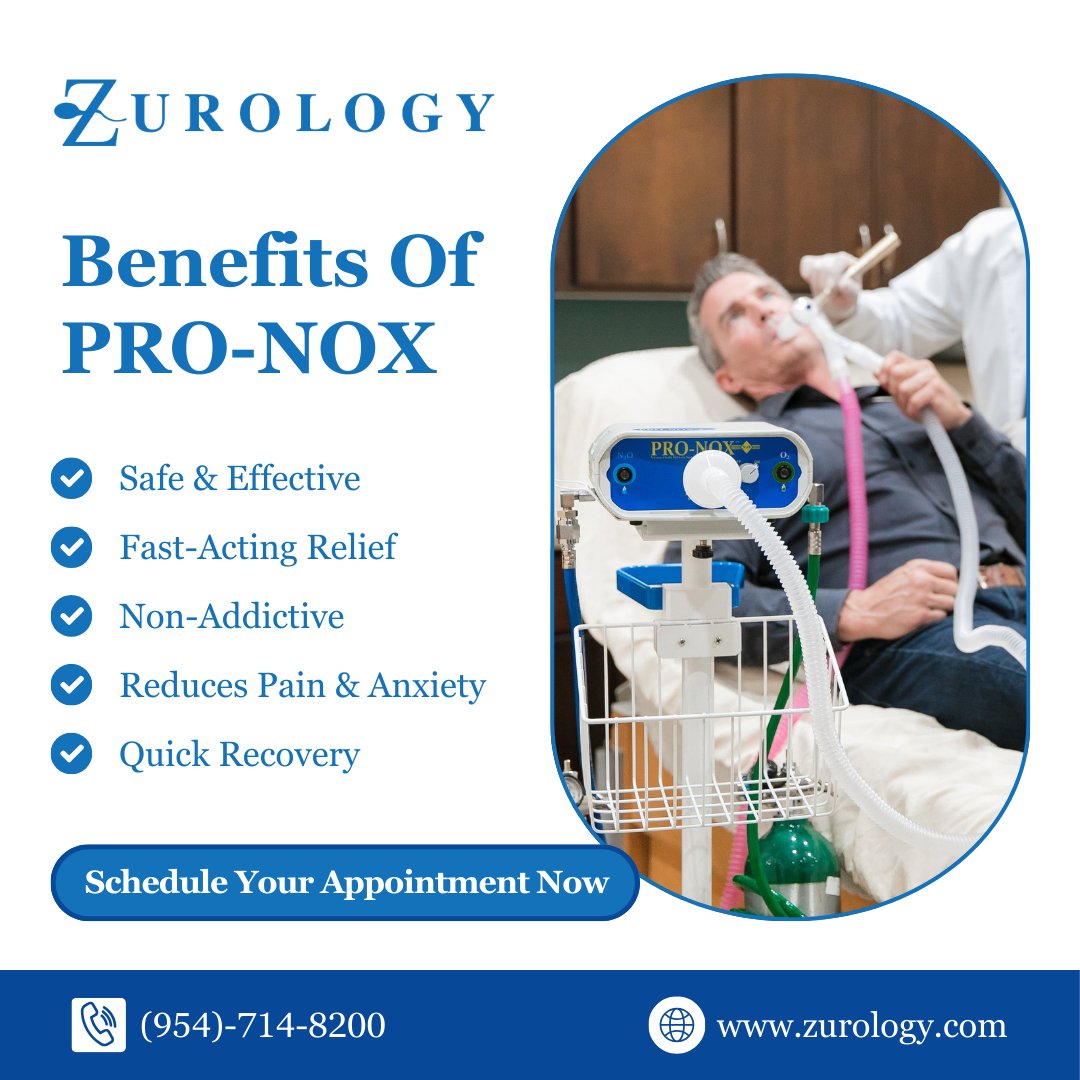 ZUrology's tweet image. Experience the comfort and peace of mind that Pro-Nox can provide during your urological procedures at Z Urology.

Contact us today to schedule a consultation.

Phone: +1 (954) 714-8200
Website: zurology.com

#ZUrology #ProNox #PainManagement #PatientComfort