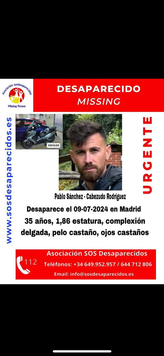 Indicativo_Zeta's tweet image. ‼️MUY URGENTE. Compañero desaparecido. Se ha ido en la moto y sin móvil.

Cualquier información que tengáis, por favor, llamad a los teléfonos de la fotografía.
