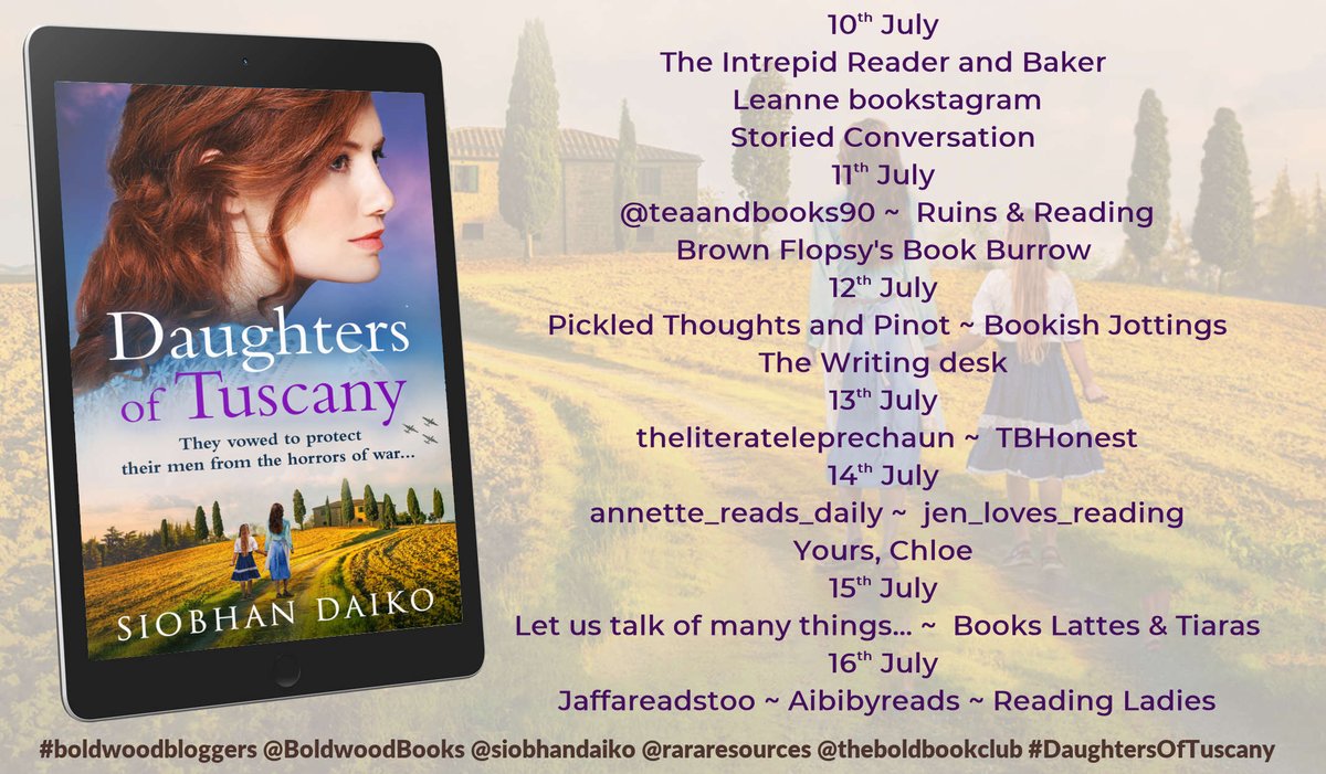 rararesources's tweet photo. 'Siobhan has a talent for evocative details' says @tonyriches about #DaughtersOfTuscany by @siobhandaiko https://t.co/om88LtnqaC @BoldwoodBooks https://t.co/OCfBcRezfJ