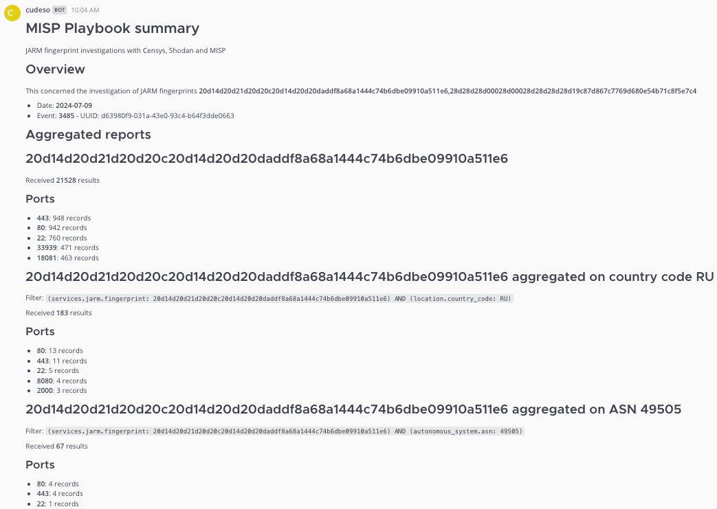 cudeso's tweet photo. New @MISPProject playbook! Tackle the week with JARM fingerprint investigations to track threat actor infrastructure using @censysio, @shodanhq, and MISP. Boost your #cti game with #automation and #infrastructure insights. https://t.co/qNDGmD937h https://t.co/hwSAL9fjxG